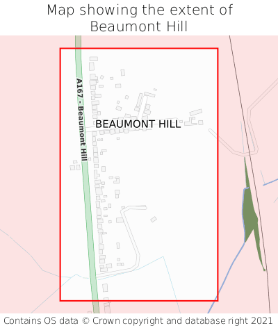 Map showing extent of Beaumont Hill as bounding box