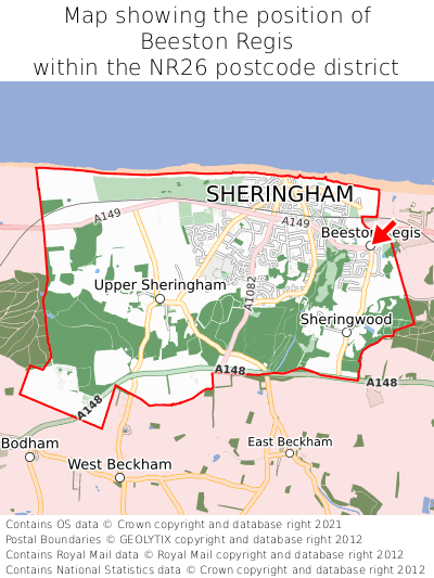 Map showing location of Beeston Regis within NR26