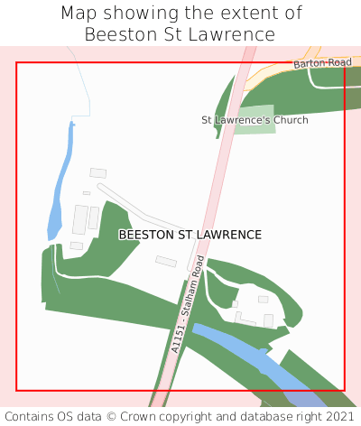 Map showing extent of Beeston St Lawrence as bounding box