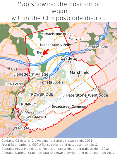 Map showing location of Began within CF3