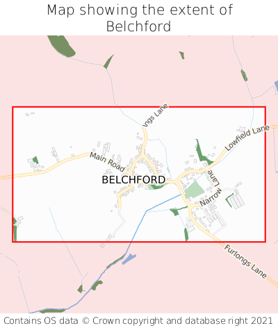 Map showing extent of Belchford as bounding box