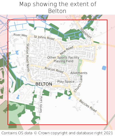 Map showing extent of Belton as bounding box
