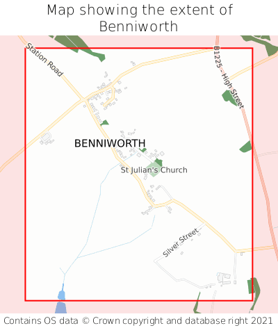 Map showing extent of Benniworth as bounding box