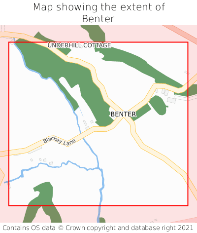 Map showing extent of Benter as bounding box