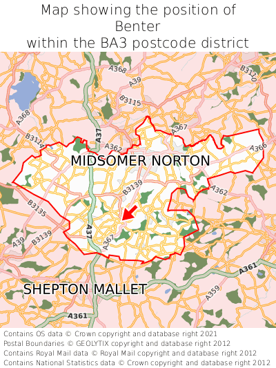 Map showing location of Benter within BA3