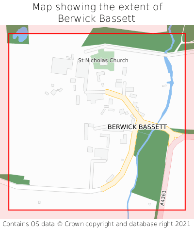 Map showing extent of Berwick Bassett as bounding box