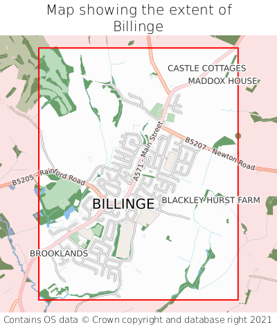 Map showing extent of Billinge as bounding box