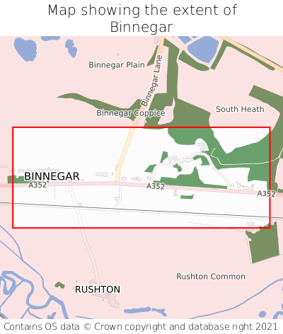 Map showing extent of Binnegar as bounding box