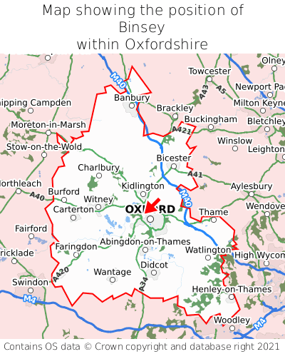 Binsey Map Position In Oxfordshire 000001 
