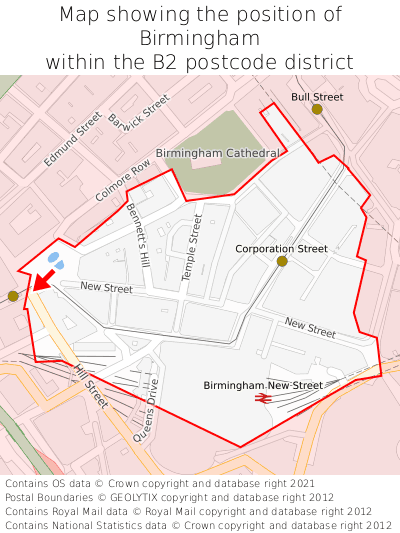 Map showing location of Birmingham within B2