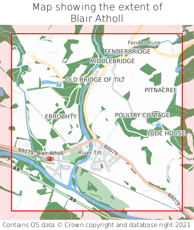 Map showing extent of Blair Atholl as bounding box