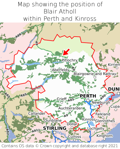 Map showing location of Blair Atholl within Perth and Kinross