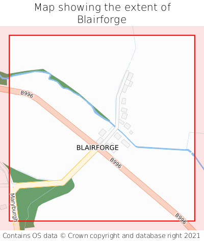 Map showing extent of Blairforge as bounding box