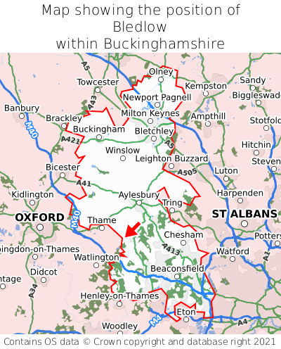 Map showing location of Bledlow within Buckinghamshire