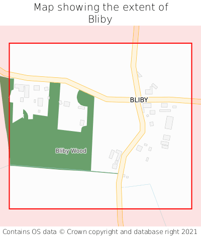 Map showing extent of Bliby as bounding box