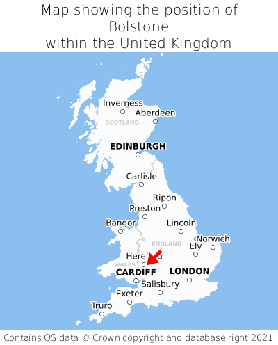 Map showing location of Bolstone within the UK
