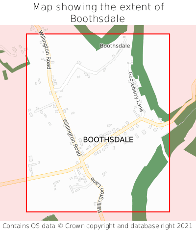 Map showing extent of Boothsdale as bounding box
