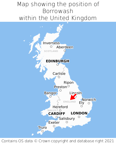 Map showing location of Borrowash within the UK