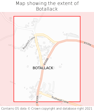 Map showing extent of Botallack as bounding box