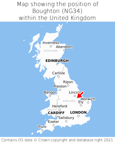 Map showing location of Boughton within the UK