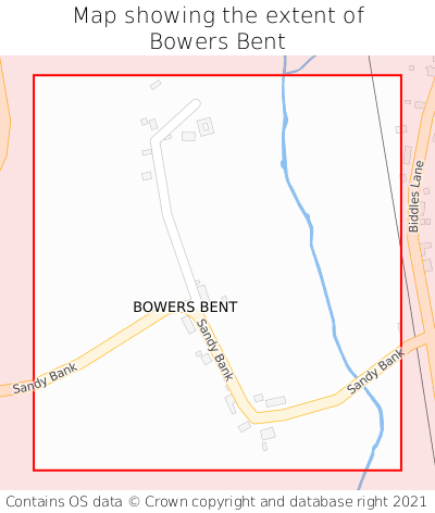 Map showing extent of Bowers Bent as bounding box