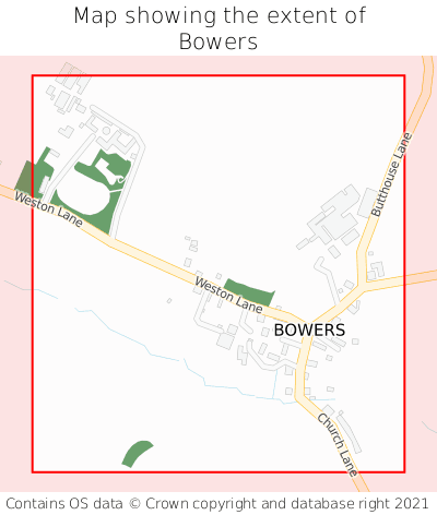 Map showing extent of Bowers as bounding box