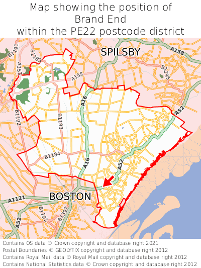 Map showing location of Brand End within PE22