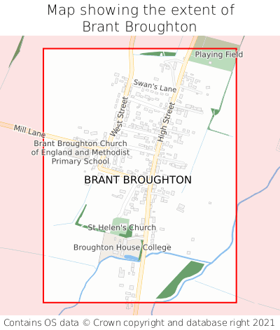 Map showing extent of Brant Broughton as bounding box