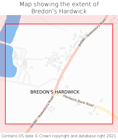 Map showing extent of Bredon's Hardwick as bounding box