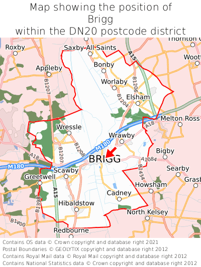 Map showing location of Brigg within DN20