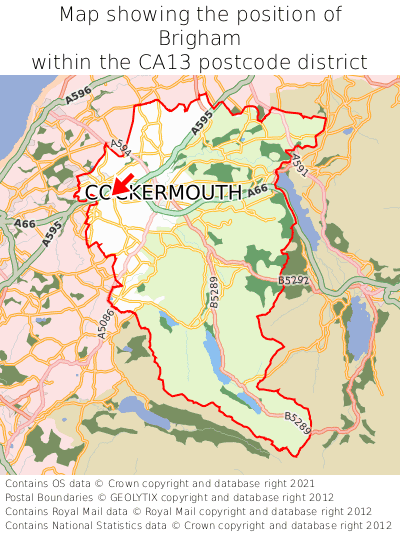 Map showing location of Brigham within CA13