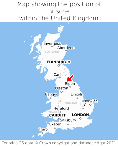 Map showing location of Briscoe within the UK