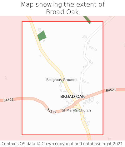 Map showing extent of Broad Oak as bounding box