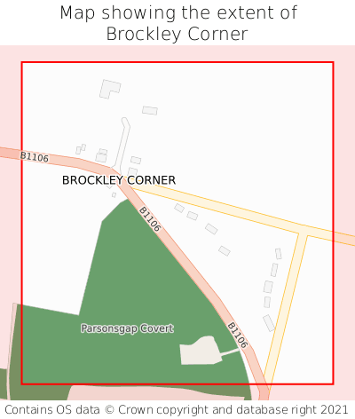 Map showing extent of Brockley Corner as bounding box