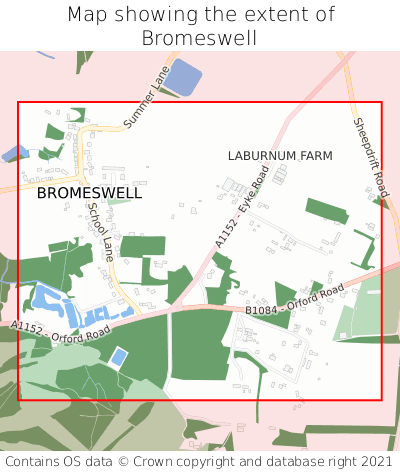 Map showing extent of Bromeswell as bounding box
