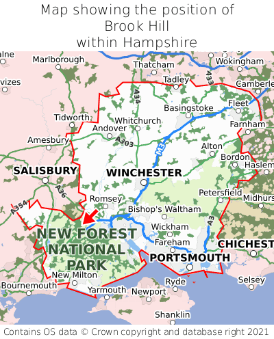 Map showing location of Brook Hill within Hampshire