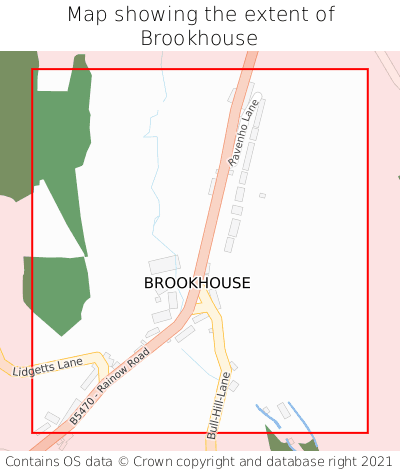 Map showing extent of Brookhouse as bounding box