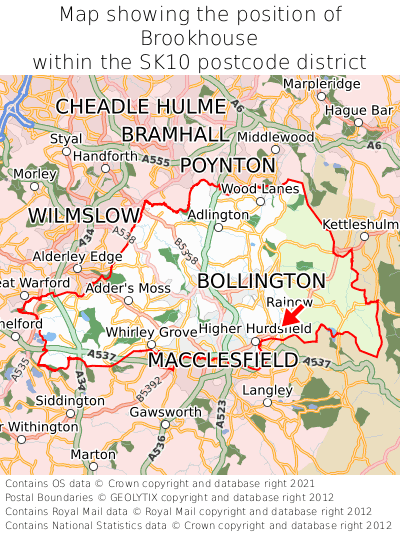 Map showing location of Brookhouse within SK10