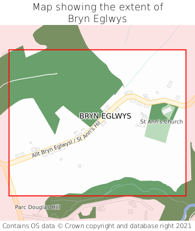 Map showing extent of Bryn Eglwys as bounding box