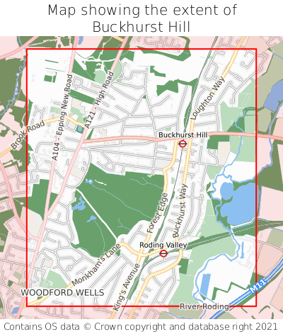 Map showing extent of Buckhurst Hill as bounding box