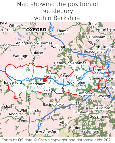 Map showing location of Bucklebury within Berkshire