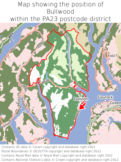 Map showing location of Bullwood within PA23