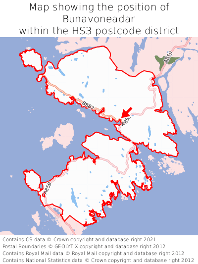 Map showing location of Bunavoneadar within HS3