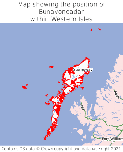 Map showing location of Bunavoneadar within Western Isles