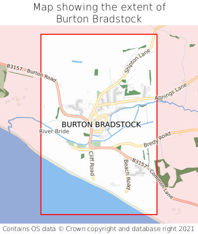 Map showing extent of Burton Bradstock as bounding box