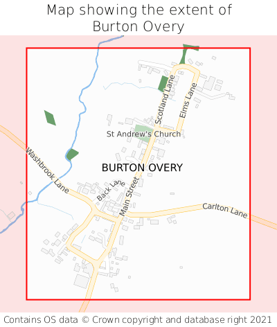 Map showing extent of Burton Overy as bounding box