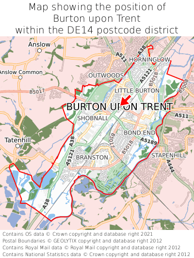 Burton Upon Trent Map Position In De14 000001 