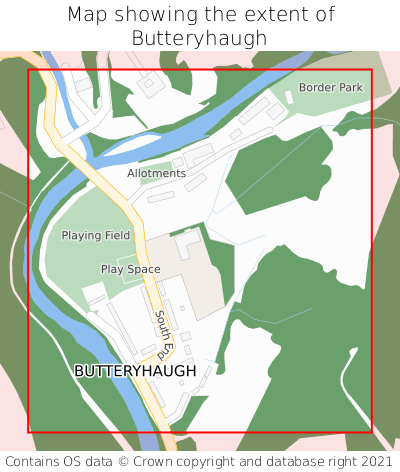 Map showing extent of Butteryhaugh as bounding box