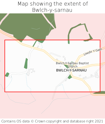 Map showing extent of Bwlch-y-sarnau as bounding box