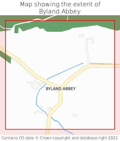 Map showing extent of Byland Abbey as bounding box